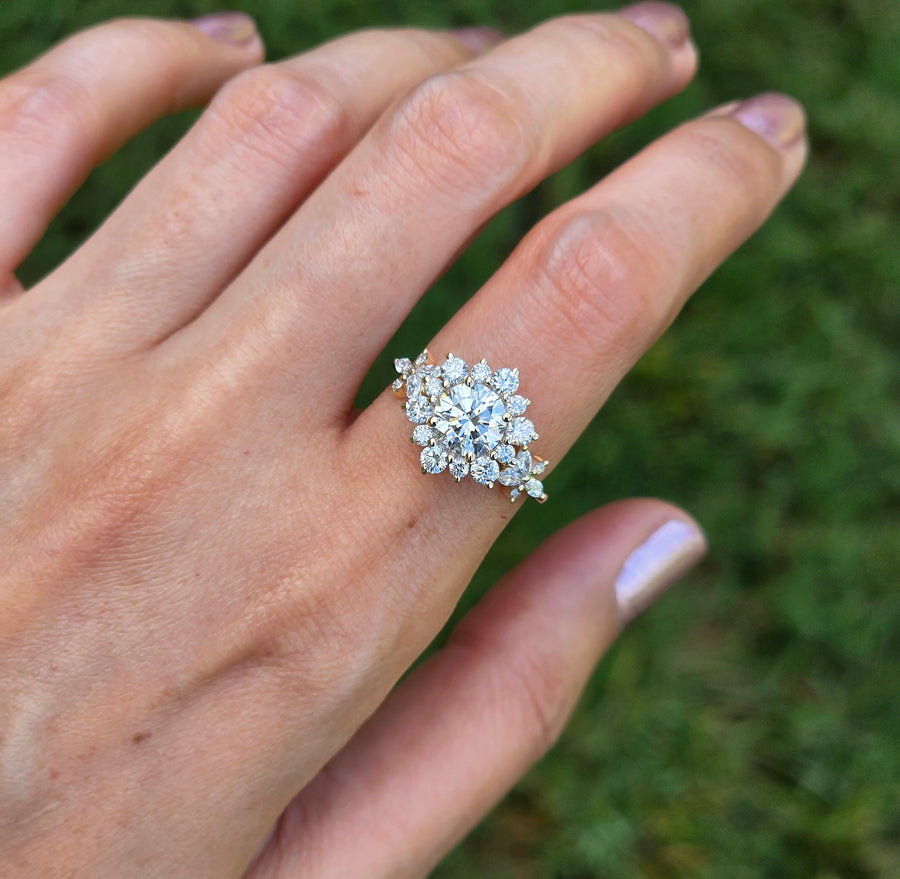 Bridal Set Warren James Diamond Cluster Rings Yellow Gold