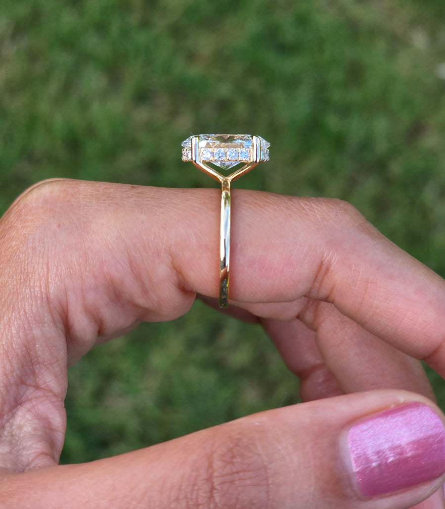 4 Carat Solitaire Lab Grown Oval Diamond Engagement Ring