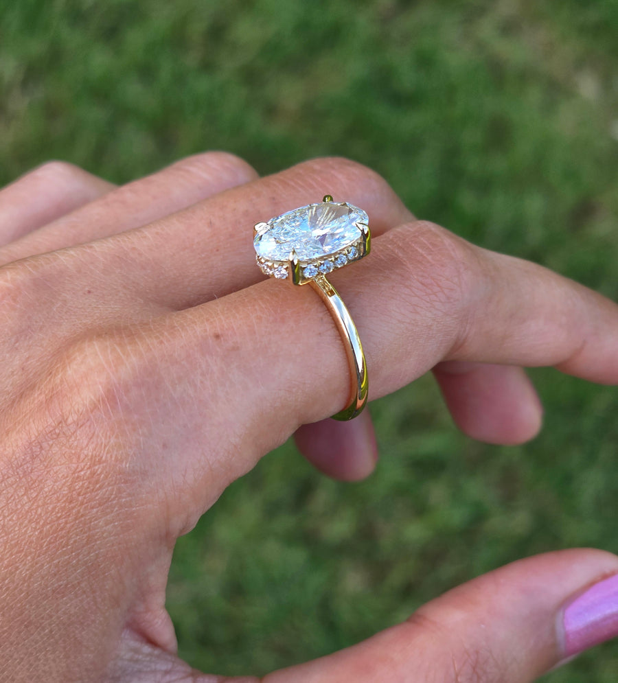 4 Carat Solitaire Lab Grown Oval Diamond Engagement Ring