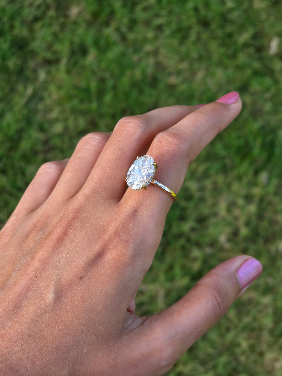 4 Carat Solitaire Lab Grown Oval Diamond Engagement Ring