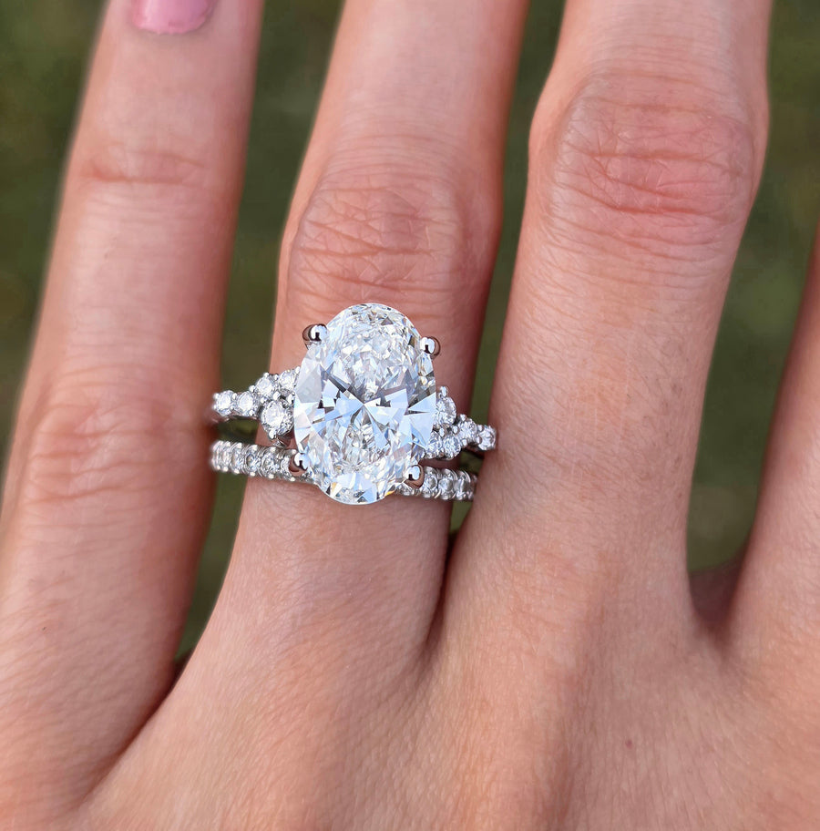 Everly Cluster 3 Carat Natural Oval Diamond Engagement Ring