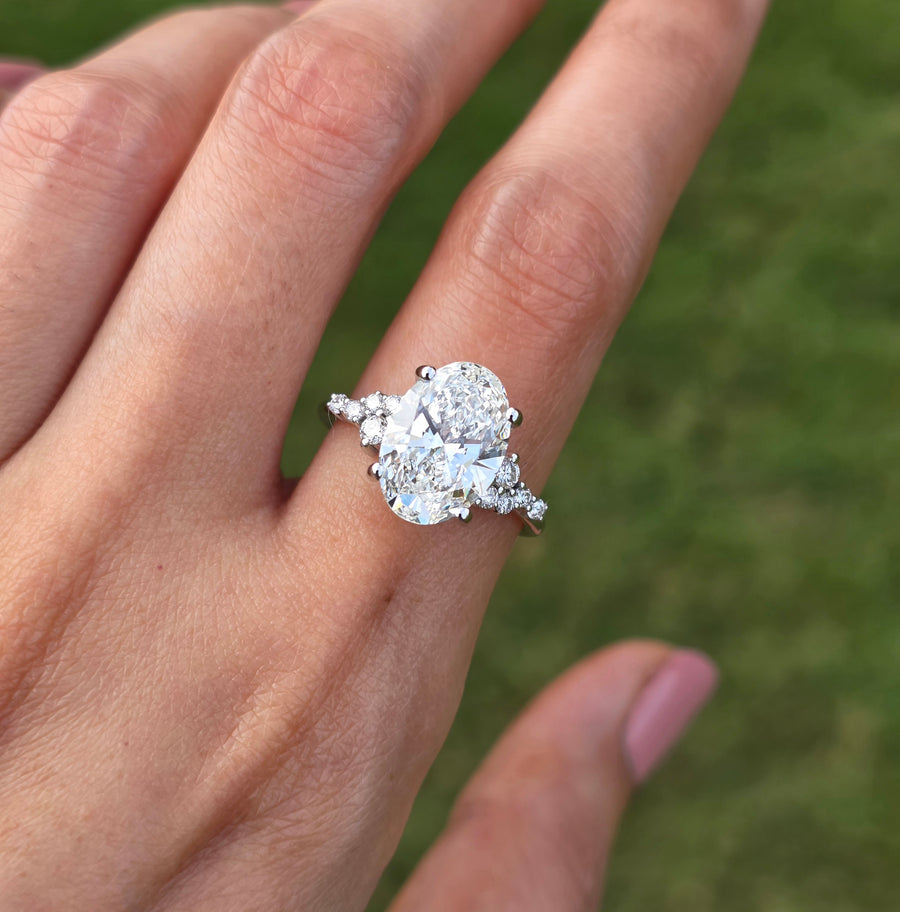 Everly Cluster 3 Carat Natural Oval Diamond Engagement Ring