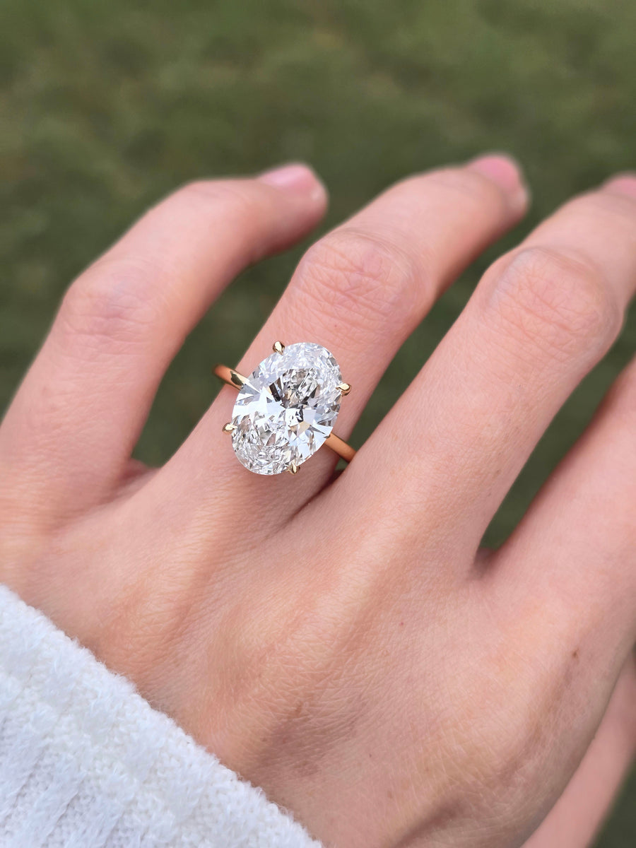 4 Carat Solitaire Lab Grown Oval Diamond Engagement Ring