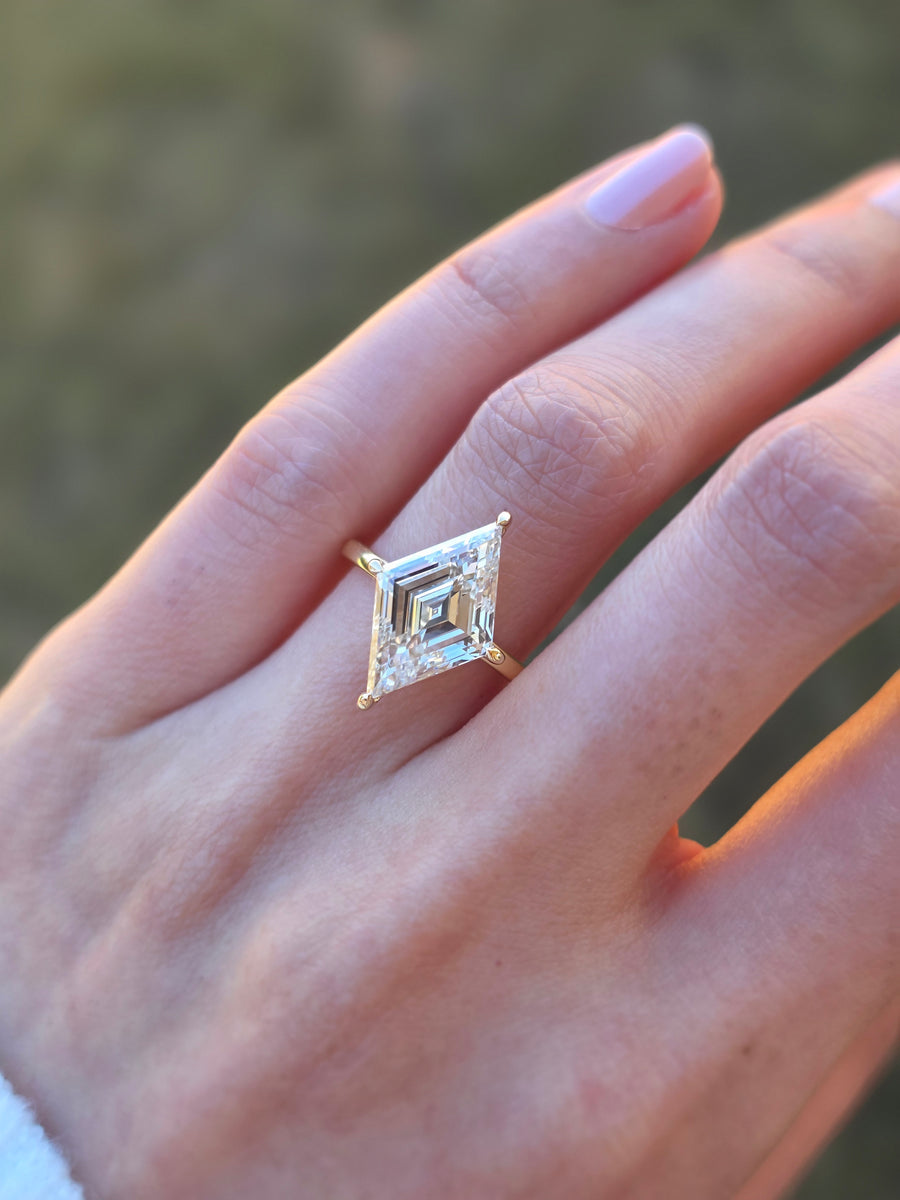 Eva 3 Carat Lab Grown Lozenge Cut Solitaire Diamond Engagement Ring