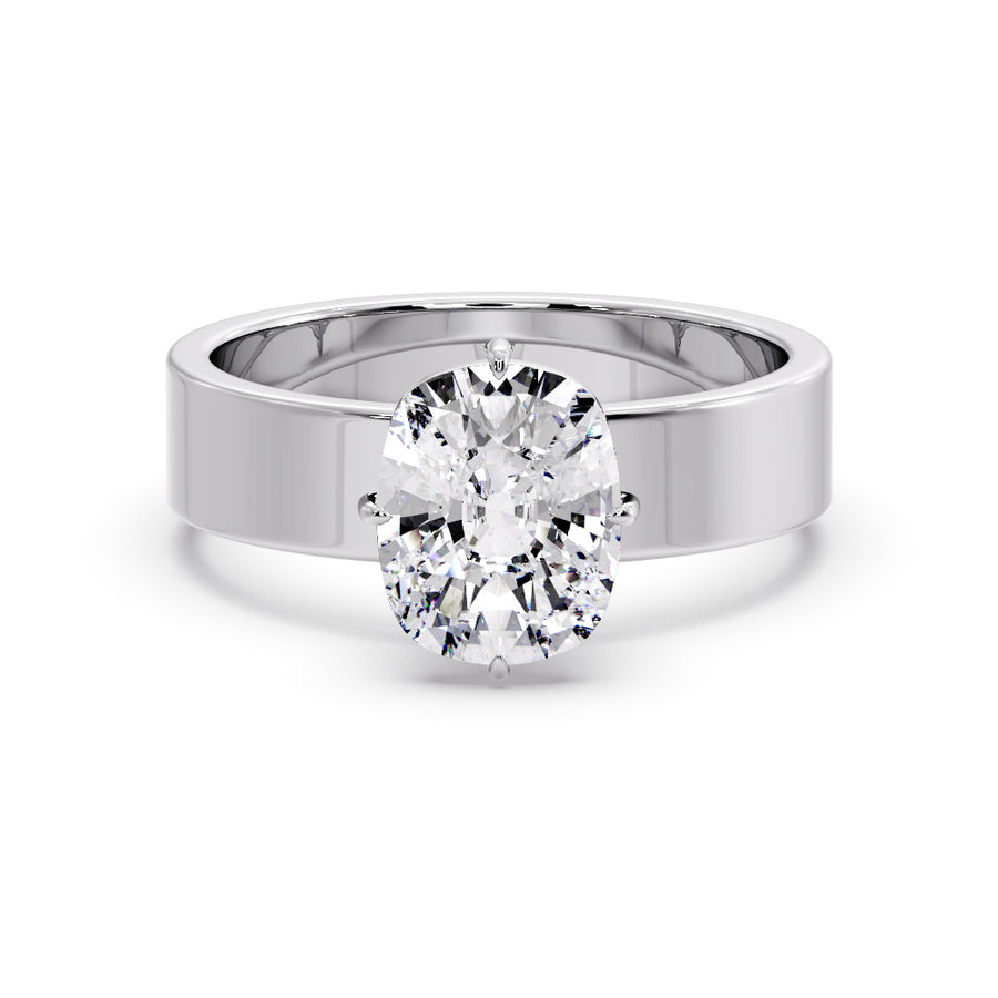 Ada 3 Carat Solitaire Elongated Cushion Lab Grown Diamond Engagement Ring