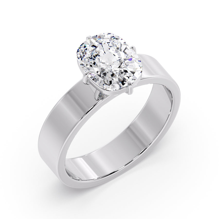 Ada 3 Carat Solitaire Elongated Cushion Lab Grown Diamond Engagement Ring