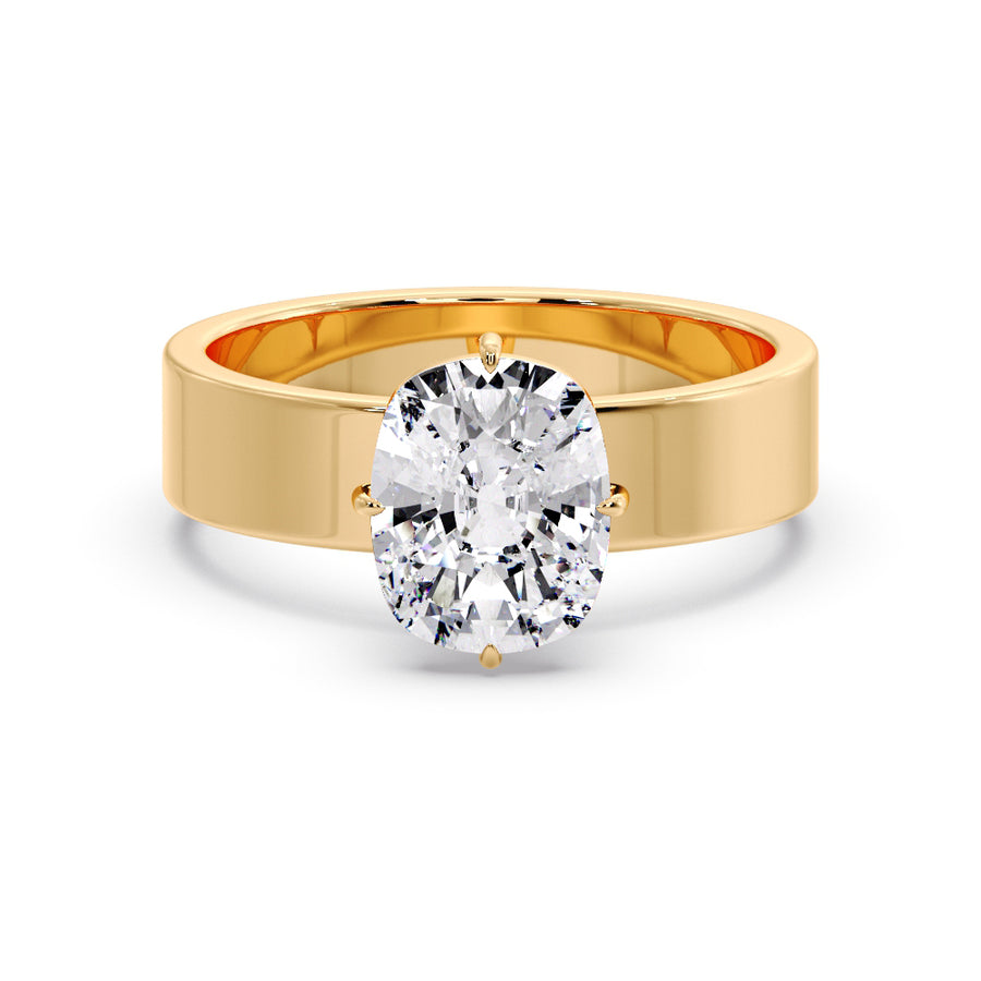 Ada 3 Carat Solitaire Elongated Cushion Lab Grown Diamond Engagement Ring
