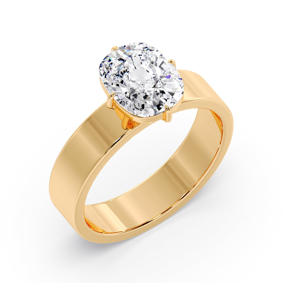 Ada 3 Carat Solitaire Elongated Cushion Lab Grown Diamond Engagement Ring