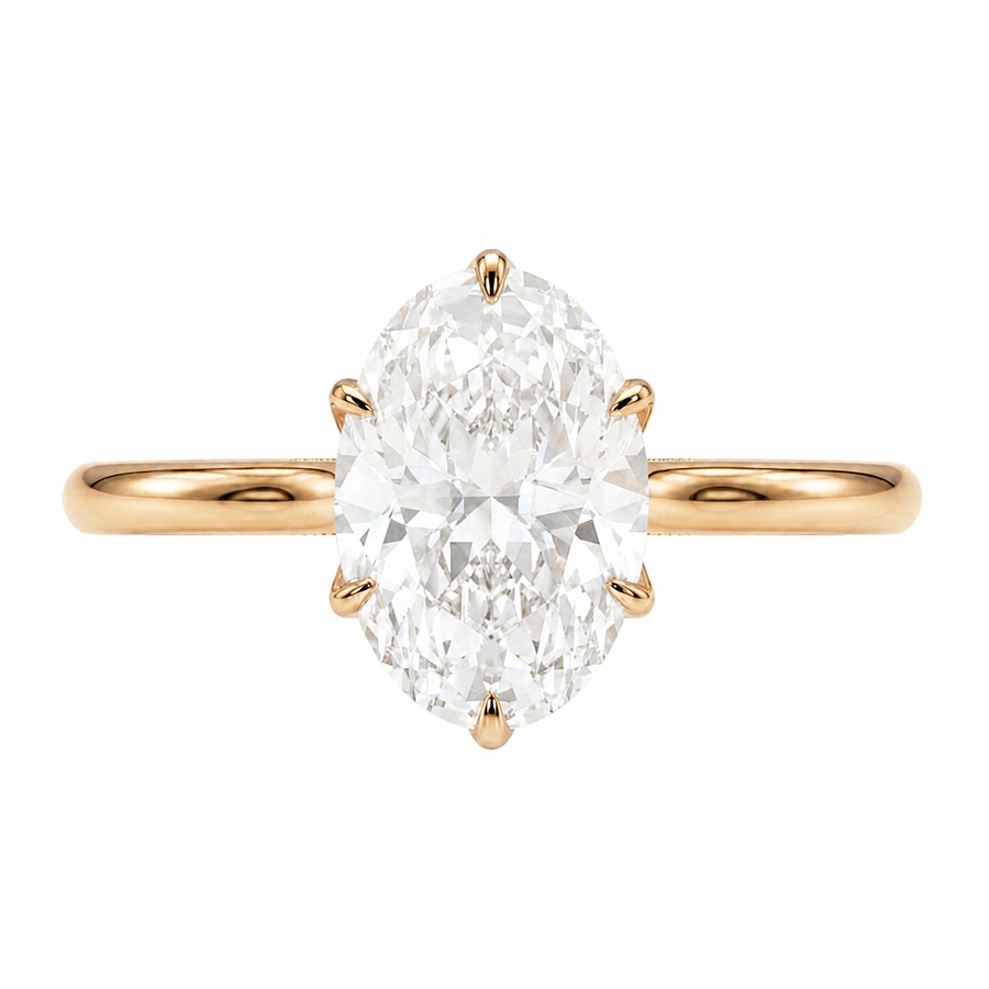 Amina Petal Prongs 3 Carat Oval Lab Diamond Engagement Ring