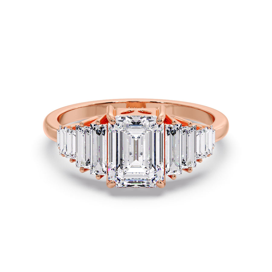 Aliana Art Deco Emerald Cut Lab Grown Diamond Engagement Ring