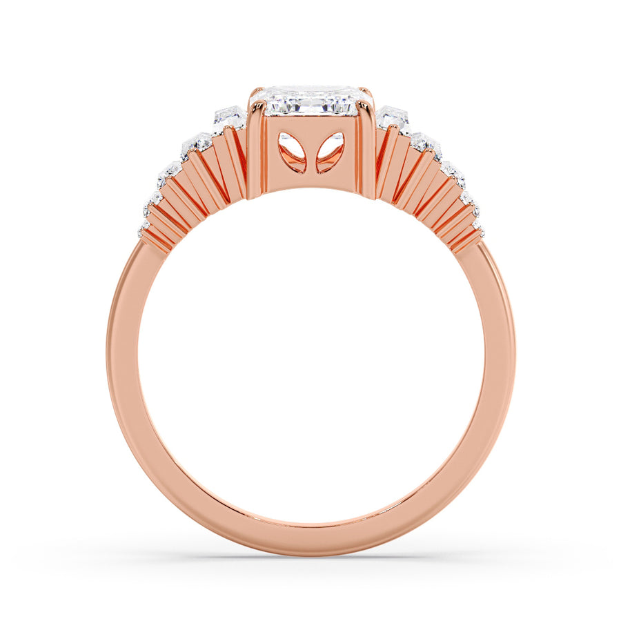 Aliana Art Deco Emerald Cut Lab Grown Diamond Engagement Ring