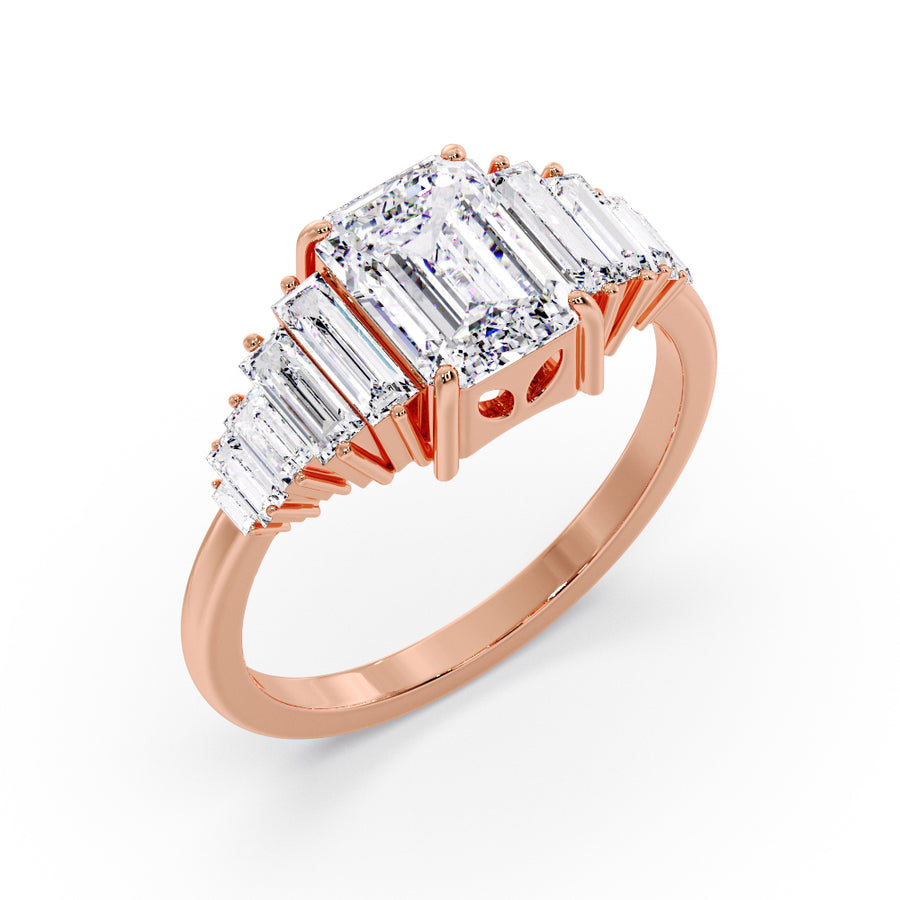 Aliana Art Deco Emerald Cut Lab Grown Diamond Engagement Ring