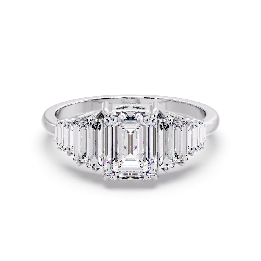 Aliana Art Deco Emerald Cut Lab Grown Diamond Engagement Ring