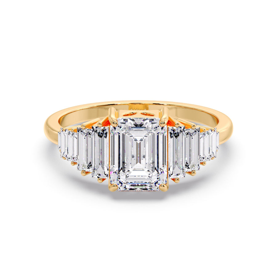Aliana Art Deco Emerald Cut Lab Grown Diamond Engagement Ring