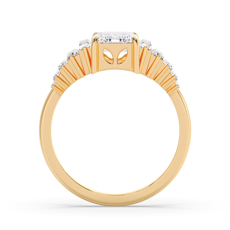 Aliana Art Deco Emerald Cut Lab Grown Diamond Engagement Ring