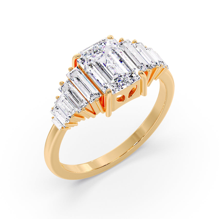 Aliana Art Deco Emerald Cut Lab Grown Diamond Engagement Ring