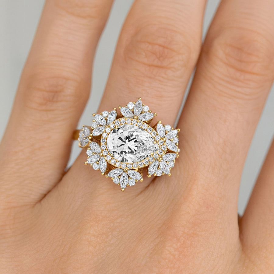 Allison East West Pear Natural Diamond Engagement Ring