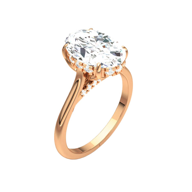 Amber Petal Prong 4 Carat Lab Grown Oval Diamond Engagement Ring