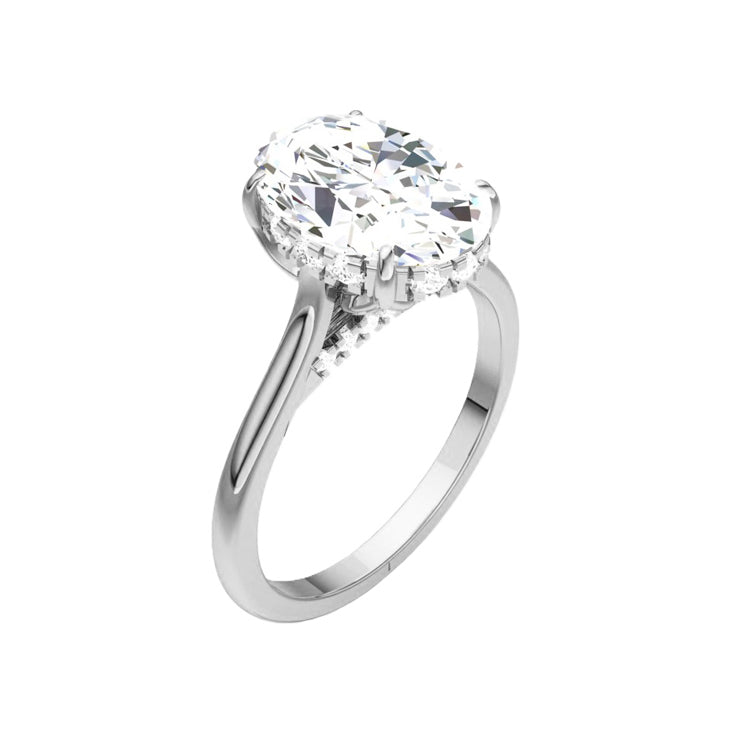 Amber Petal Prong 4 Carat Lab Grown Oval Diamond Engagement Ring