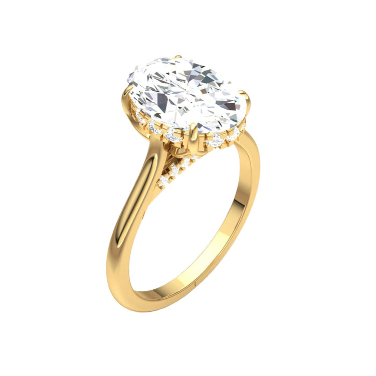 Amber Petal Prong 4 Carat Lab Grown Oval Diamond Engagement Ring