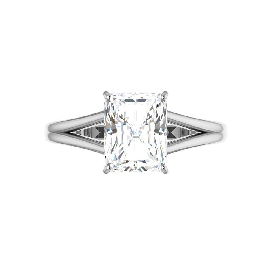 Split Shank 5 Carat Lab Grown Emerald Cut Solitaire Diamond Engagement Ring