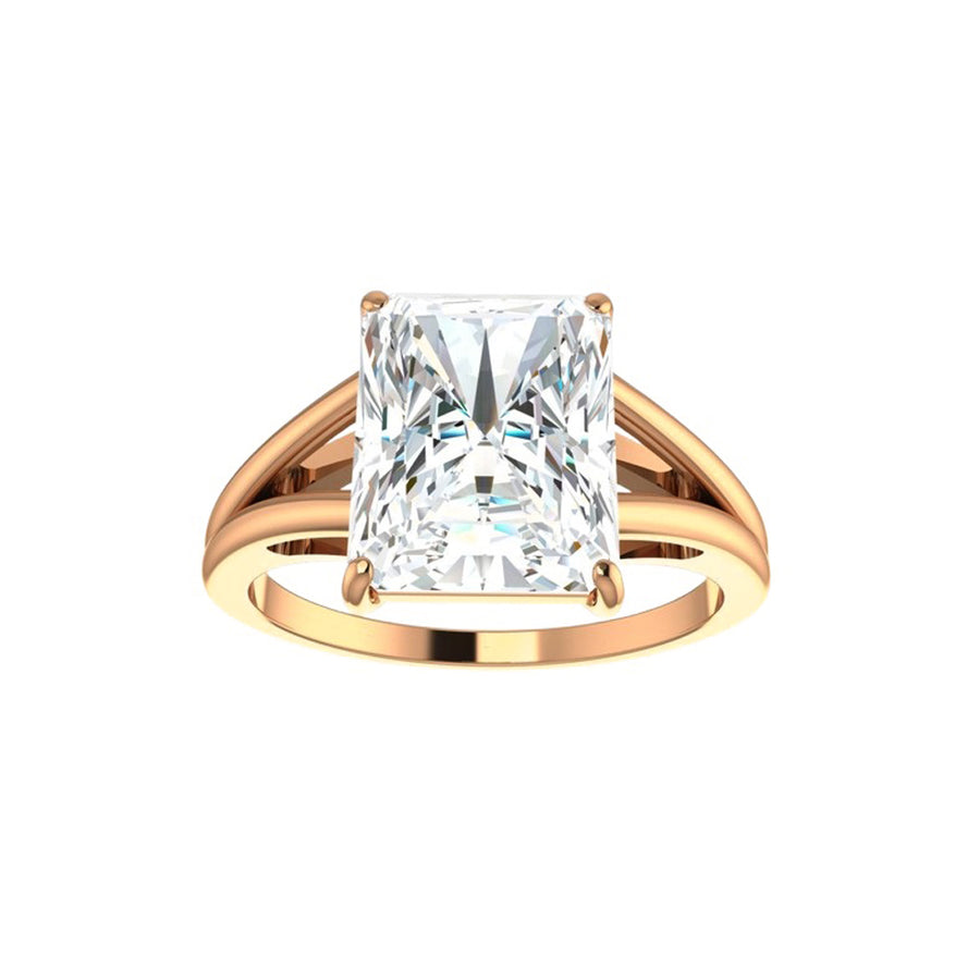 Split Shank 5 Carat Lab Grown Emerald Cut Solitaire Diamond Engagement Ring
