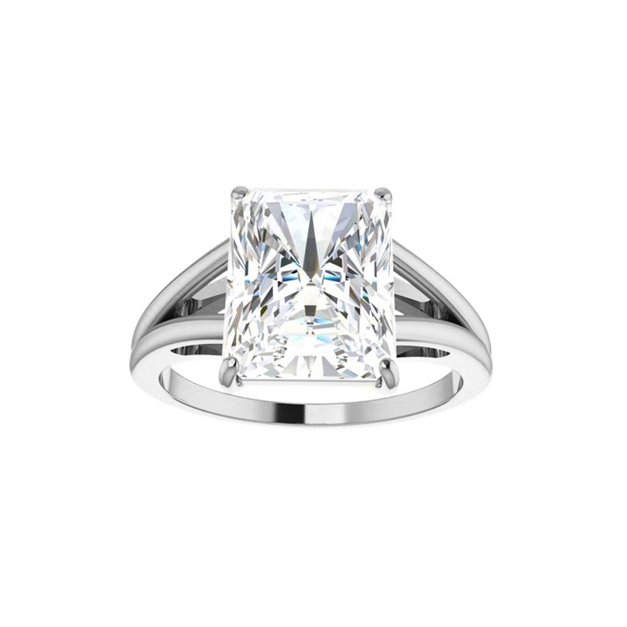 Split Shank 5 Carat Lab Grown Emerald Cut Solitaire Diamond Engagement Ring