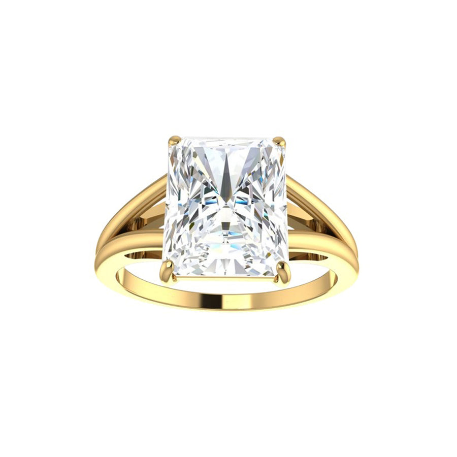 Split Shank 5 Carat Lab Grown Emerald Cut Solitaire Diamond Engagement Ring