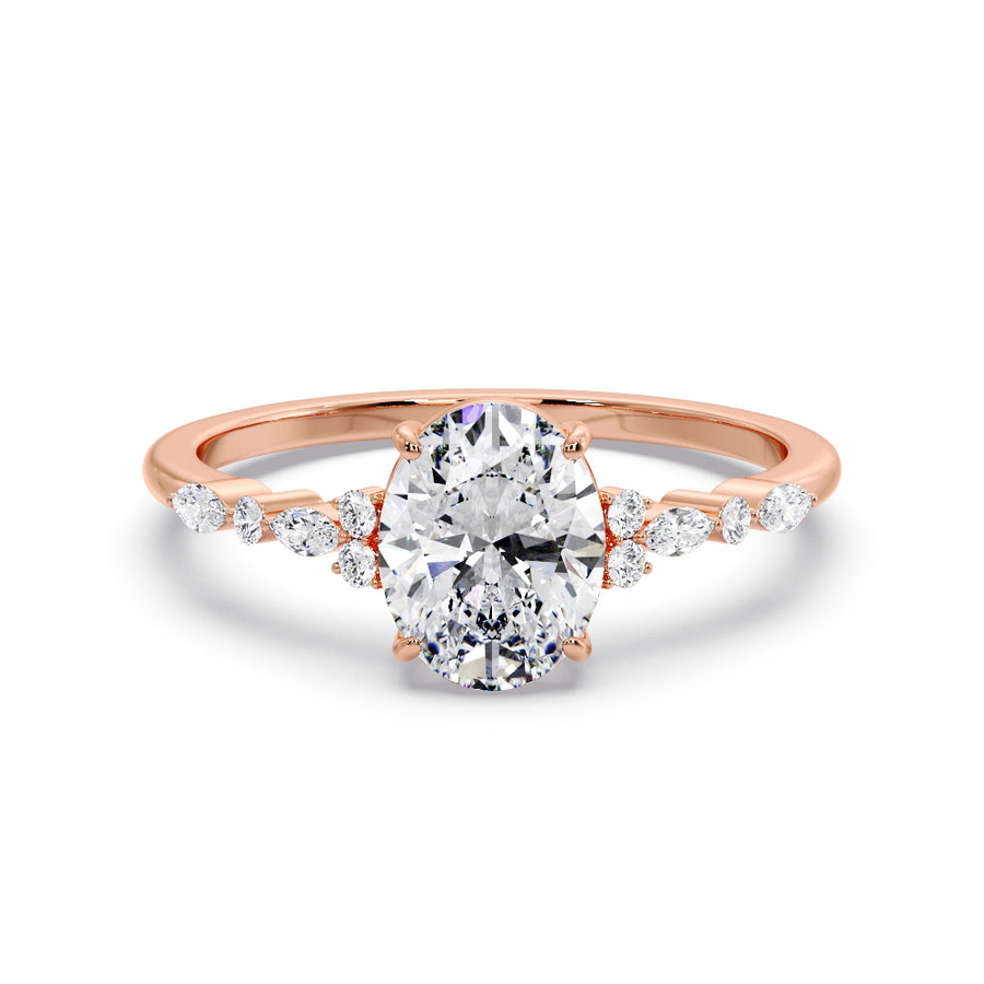 Brynlee Cluster 1 Carat Natural Oval Diamond Engagement Ring