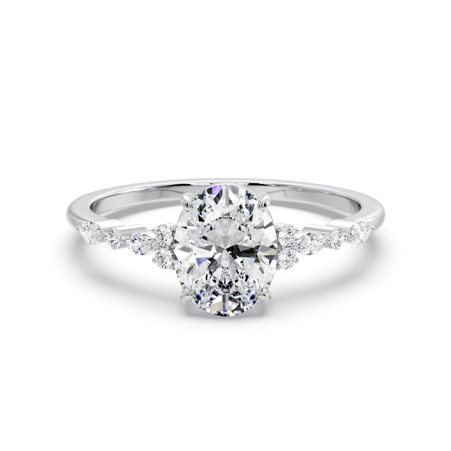 Brynlee Cluster 1 Carat Natural Oval Diamond Engagement Ring