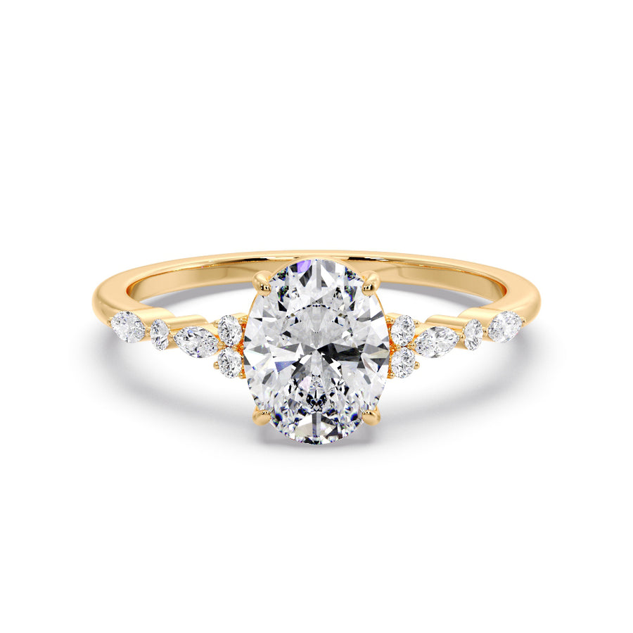 Brynlee Cluster 1 Carat Natural Oval Diamond Engagement Ring