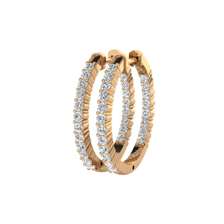 In And Out Lab Grown Diamond Hoop Earrings in 14K Gold