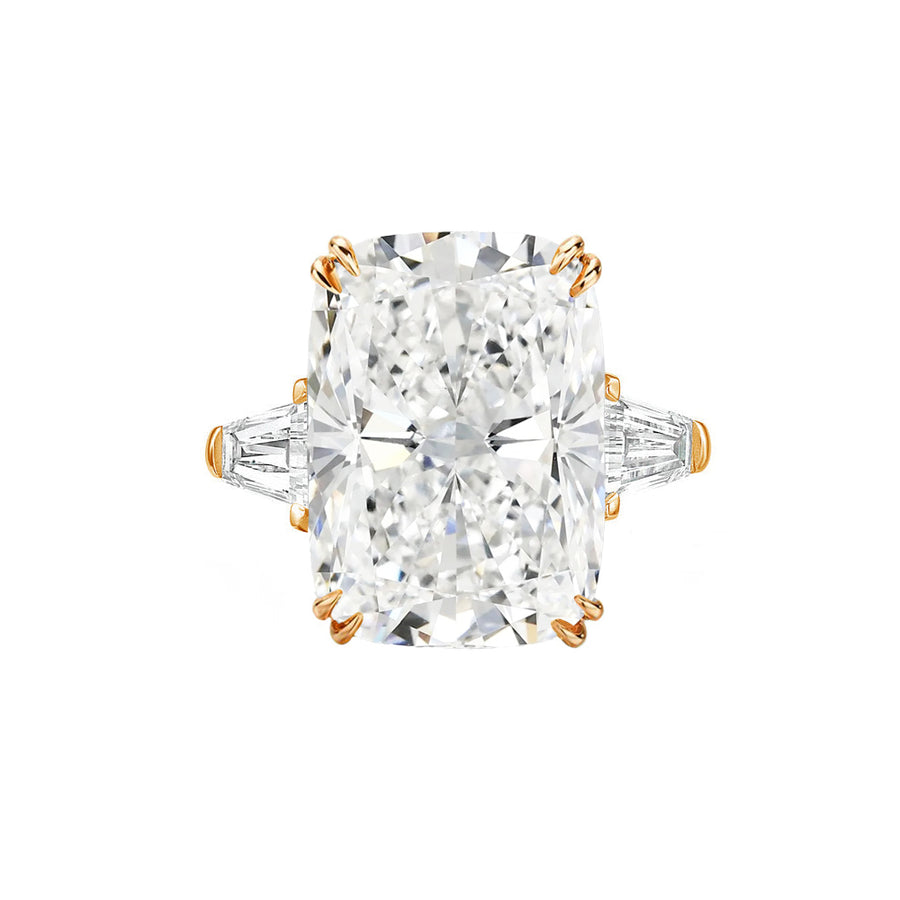 Tapered Baguette 5 Carat Elongated Cushion Cut Lab Grown Diamond Engagement Ring