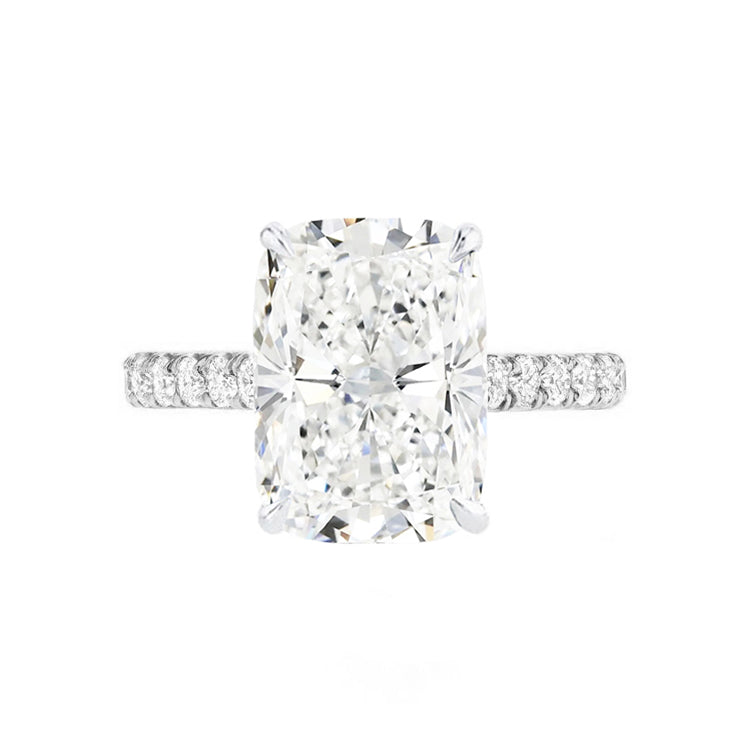 3 Carat Lab Grown Elongated Cushion Diamond Engagement Ring