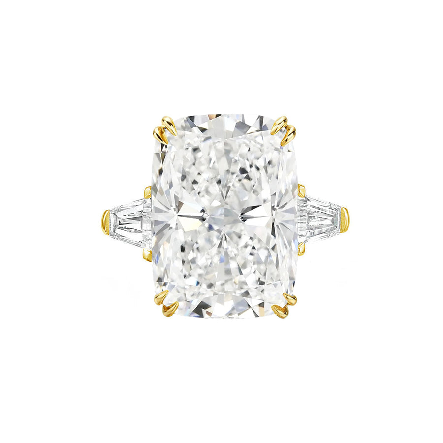 Tapered Baguette 5 Carat Elongated Cushion Cut Lab Grown Diamond Engagement Ring