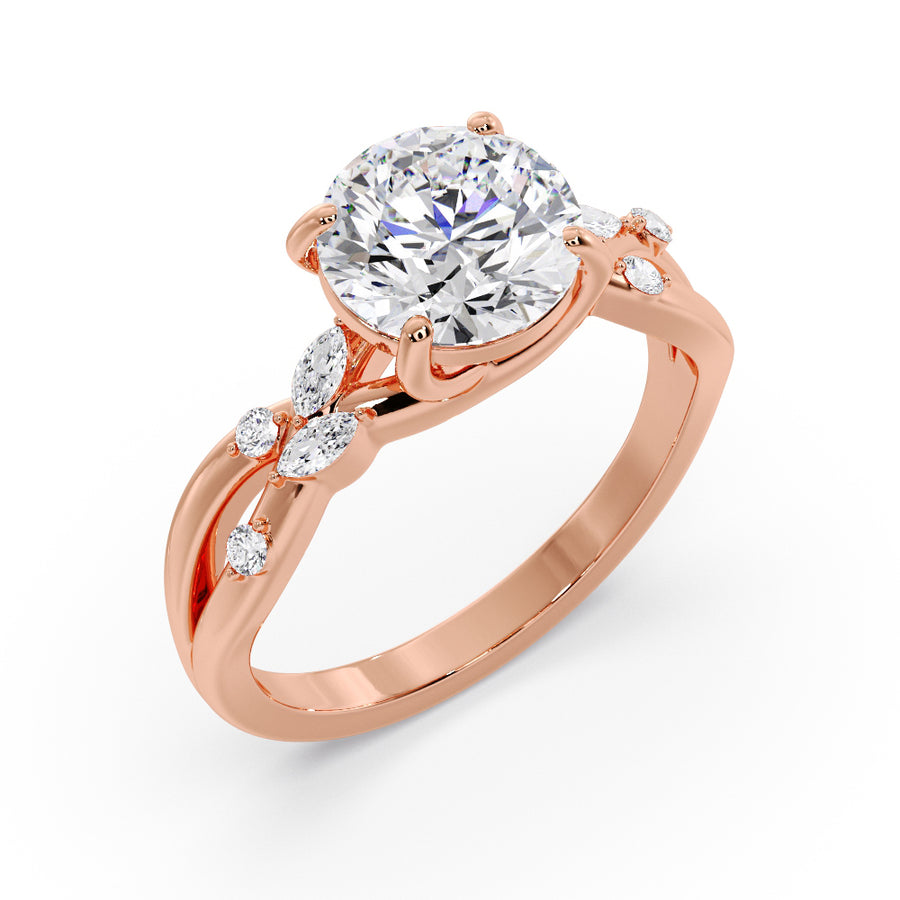 Elsie 2 Carat Natural Round Diamond Engagement Ring