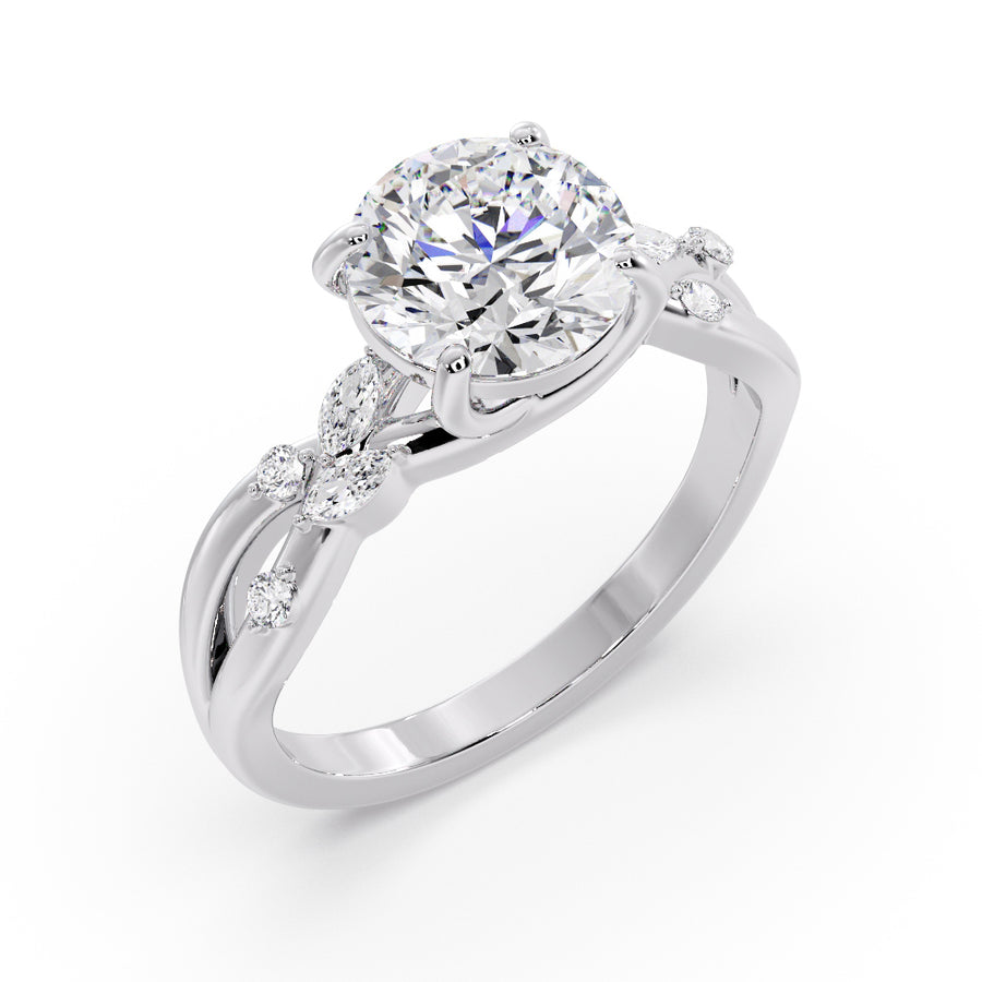 Elsie 2 Carat Natural Round Diamond Engagement Ring