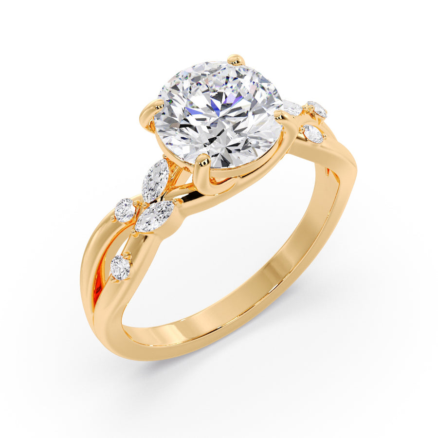 Elsie 2 Carat Natural Round Diamond Engagement Ring