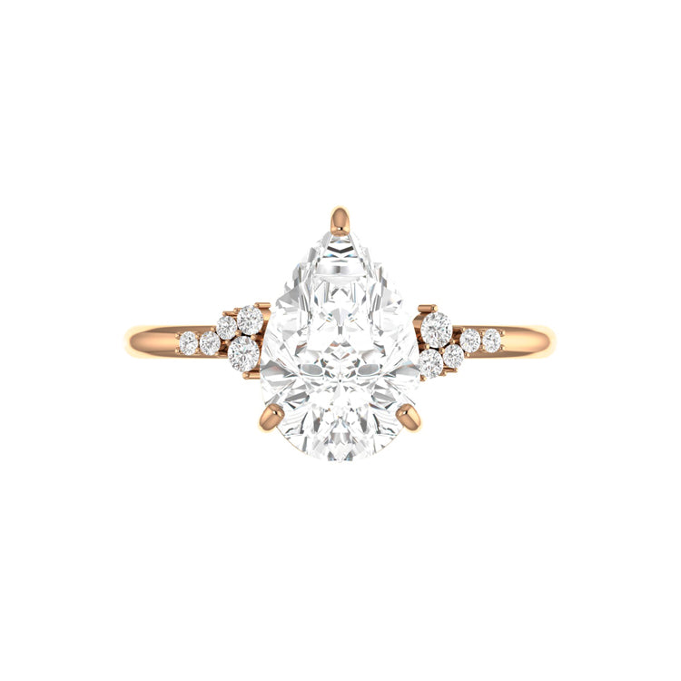 Everly Cluster 3 Carat Lab Grown Pear Diamond Engagement Ring