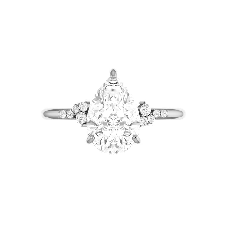 Everly Cluster 3 Carat Lab Grown Pear Diamond Engagement Ring