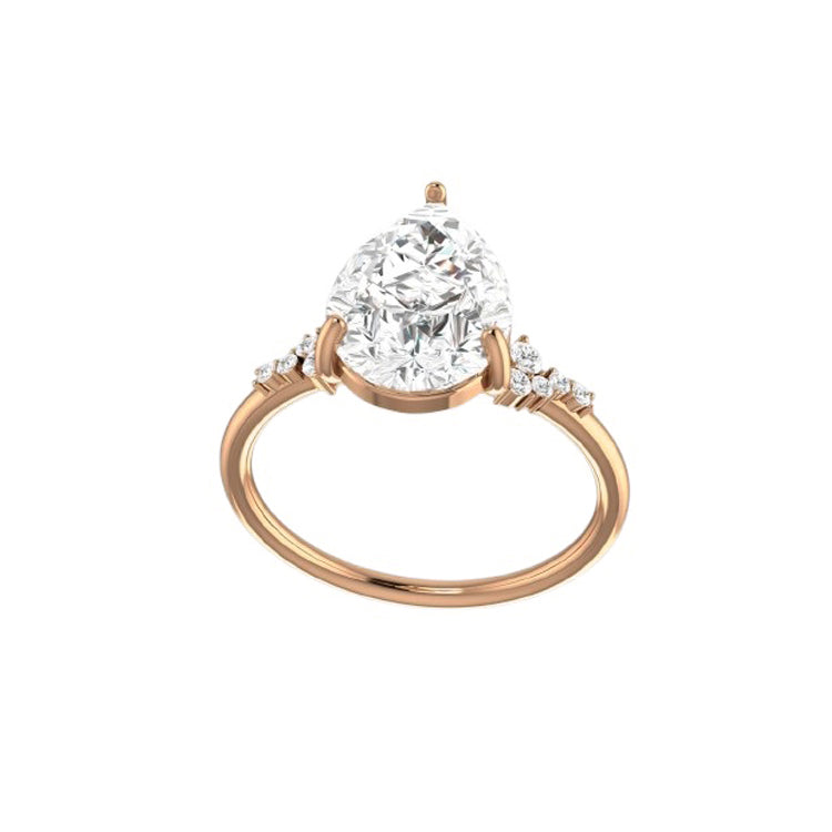 Everly Cluster 3 Carat Lab Grown Pear Diamond Engagement Ring