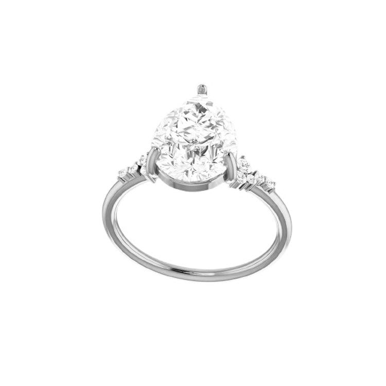 Everly Cluster 3 Carat Lab Grown Pear Diamond Engagement Ring