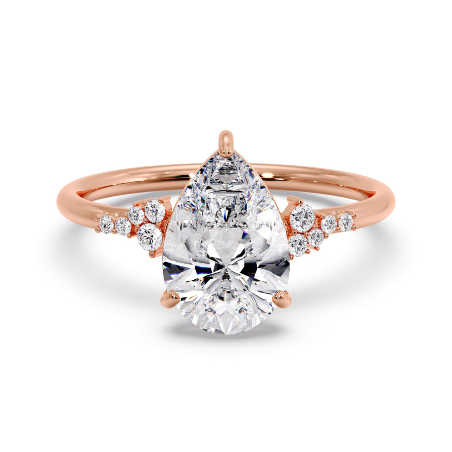 Everly Cluster 3 Carat Lab Grown Pear Diamond Engagement Ring