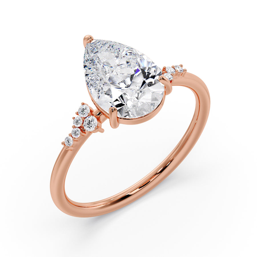 Everly Cluster 3 Carat Lab Grown Pear Diamond Engagement Ring