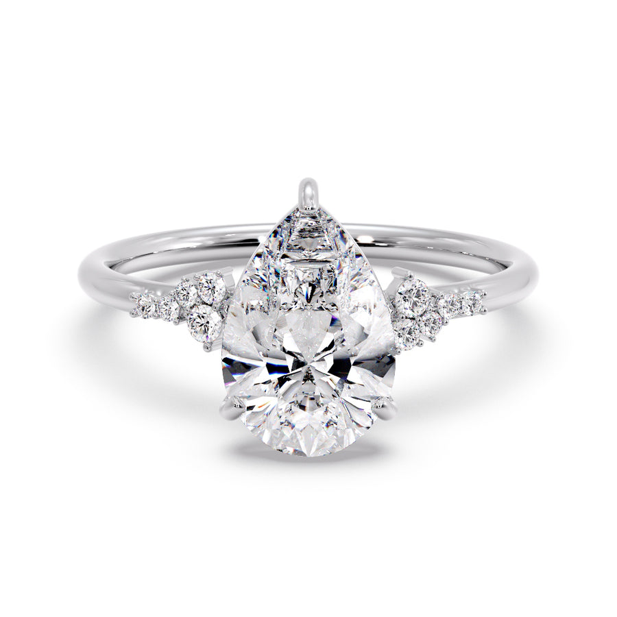 Everly Cluster 3 Carat Lab Grown Pear Diamond Engagement Ring