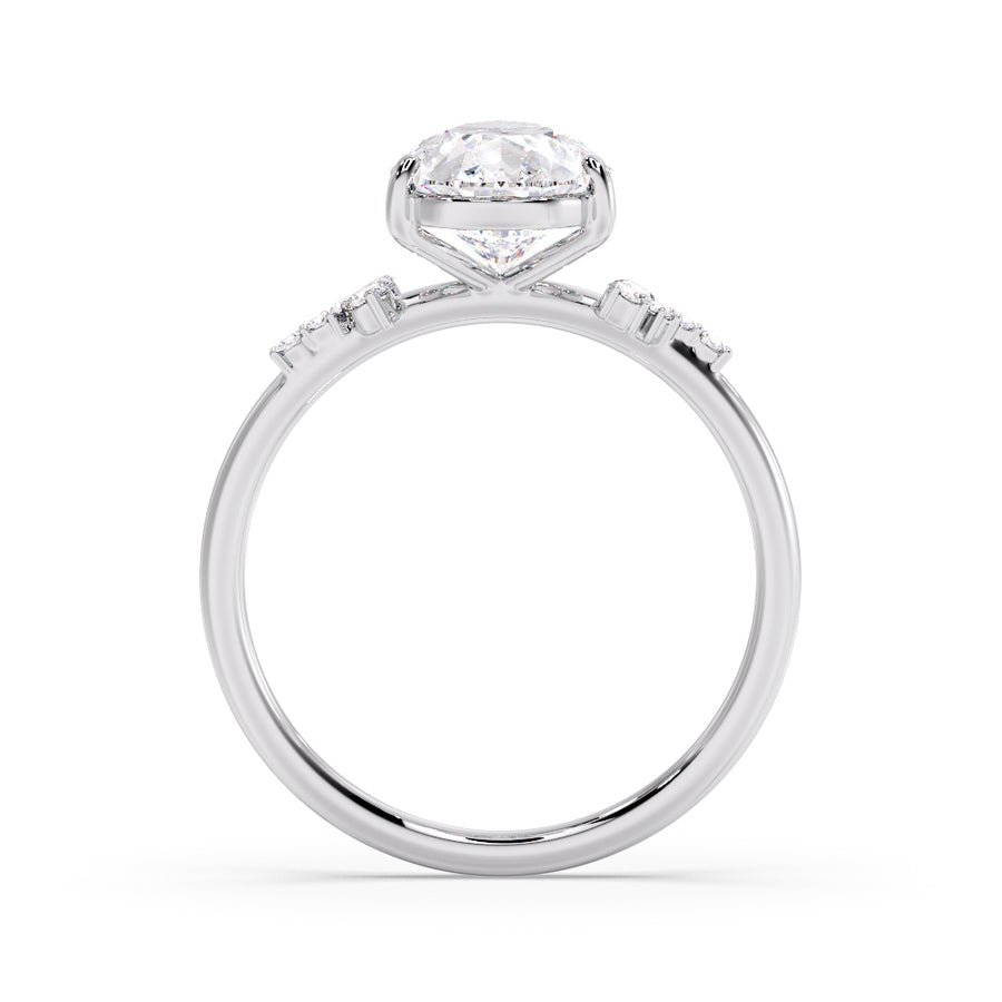Everly Cluster 3 Carat Lab Grown Pear Diamond Engagement Ring