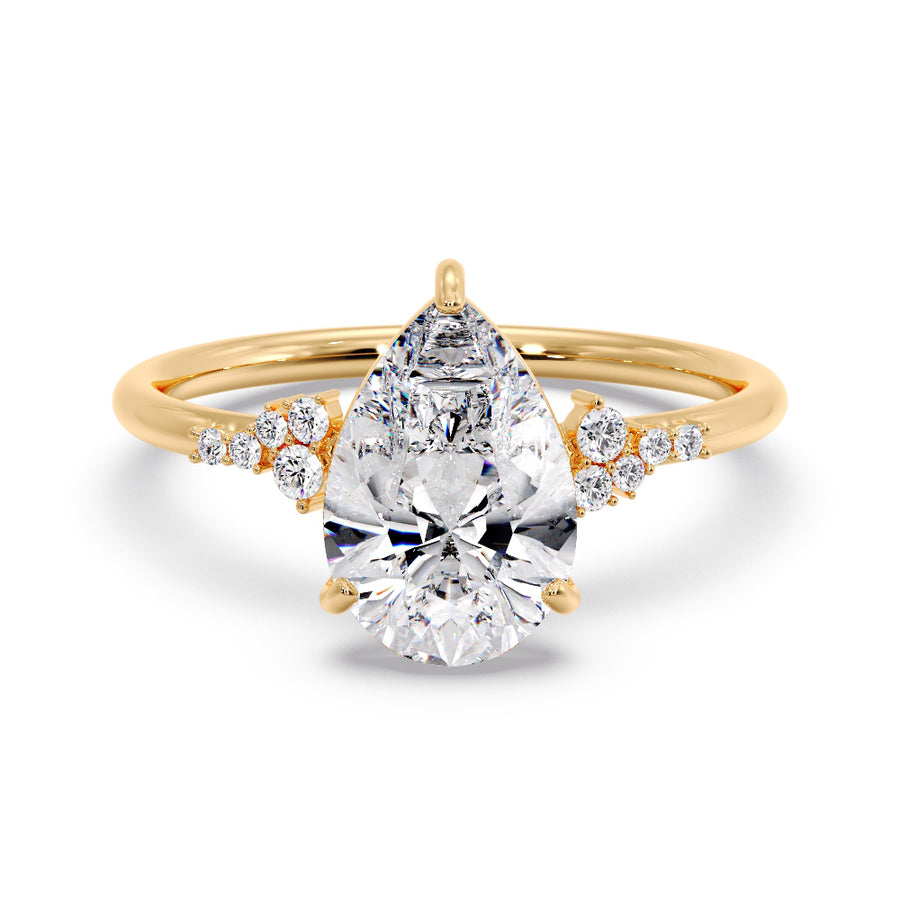 Everly Cluster 3 Carat Lab Grown Pear Diamond Engagement Ring