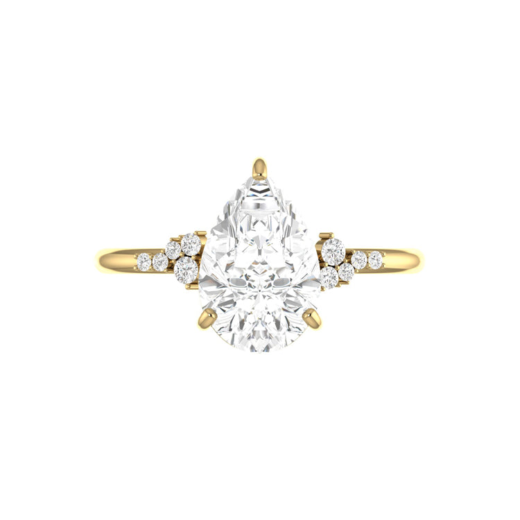 Everly Cluster 3 Carat Lab Grown Pear Diamond Engagement Ring