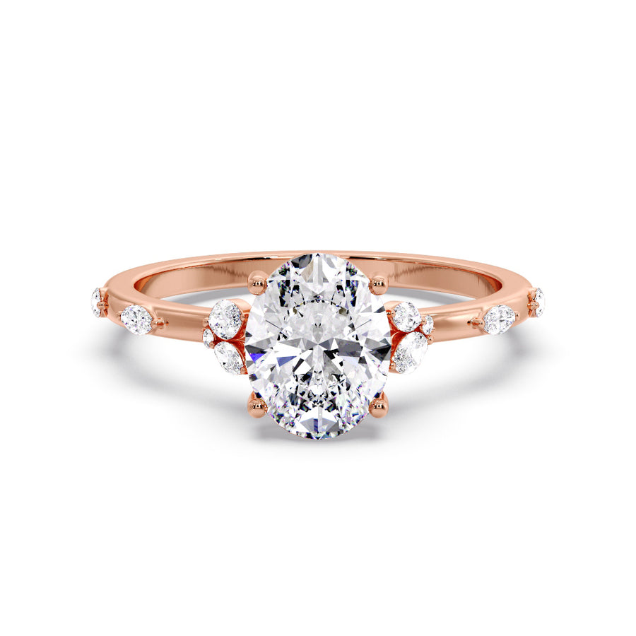 Floreta 2 Carat Natural Oval Diamond Engagement Ring