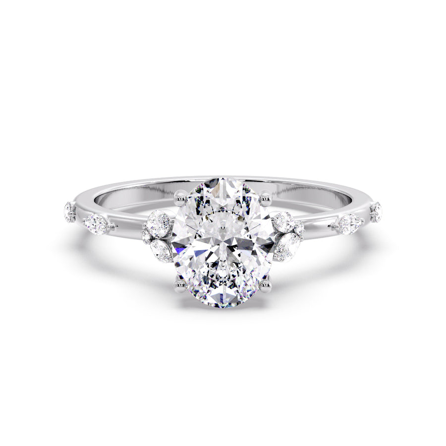 Floreta 2 Carat Natural Oval Diamond Engagement Ring